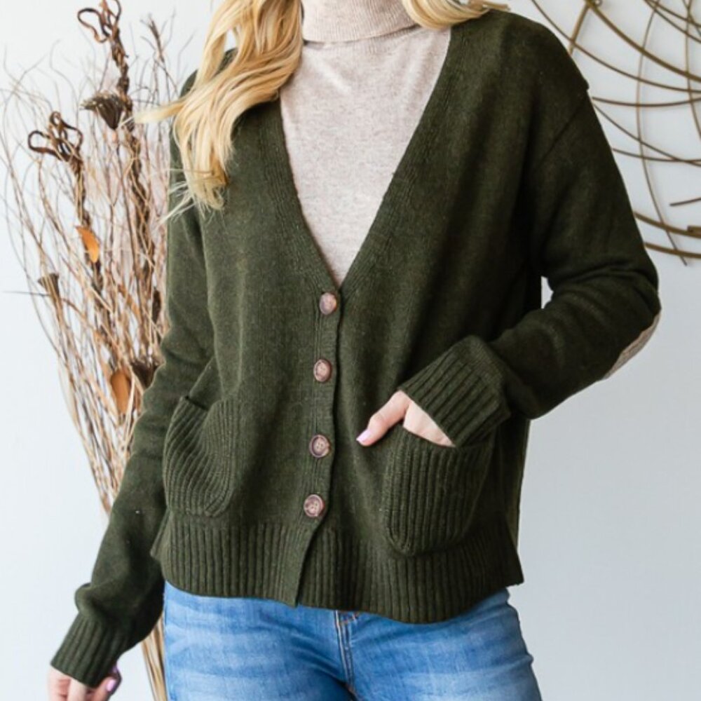 Plus Heimish Long Sleeve V Neck Button Down Cardigan